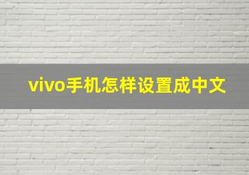 vivo手机怎样设置成中文