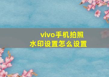 vivo手机拍照水印设置怎么设置