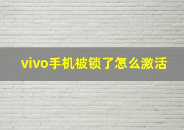 vivo手机被锁了怎么激活