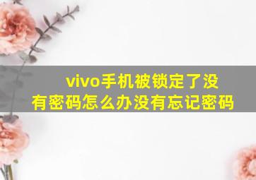 vivo手机被锁定了没有密码怎么办没有忘记密码