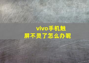 vivo手机触屏不灵了怎么办呢