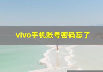 vivo手机账号密码忘了