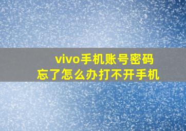 vivo手机账号密码忘了怎么办打不开手机