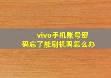 vivo手机账号密码忘了能刷机吗怎么办