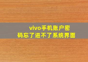 vivo手机账户密码忘了进不了系统界面