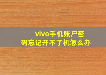 vivo手机账户密码忘记开不了机怎么办