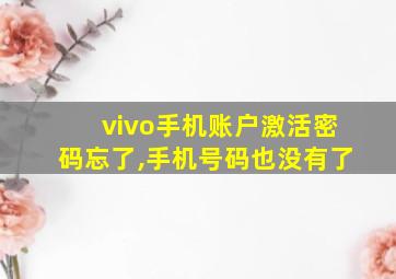 vivo手机账户激活密码忘了,手机号码也没有了