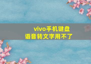 vivo手机键盘语音转文字用不了