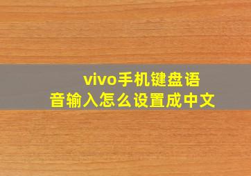 vivo手机键盘语音输入怎么设置成中文