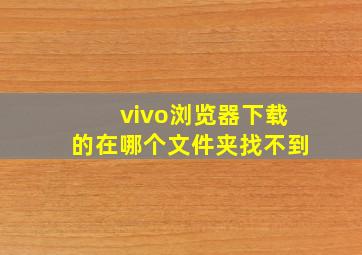 vivo浏览器下载的在哪个文件夹找不到