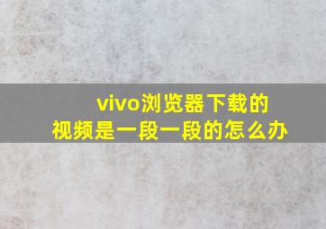 vivo浏览器下载的视频是一段一段的怎么办