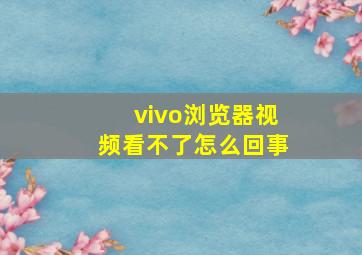 vivo浏览器视频看不了怎么回事