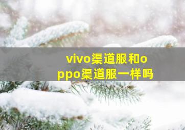 vivo渠道服和oppo渠道服一样吗