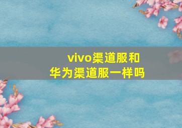 vivo渠道服和华为渠道服一样吗