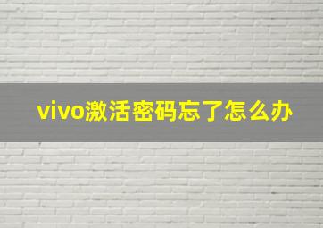 vivo激活密码忘了怎么办