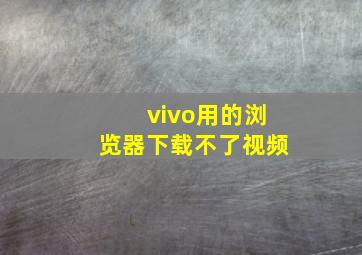 vivo用的浏览器下载不了视频