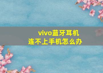 vivo蓝牙耳机连不上手机怎么办