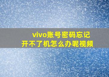 vivo账号密码忘记开不了机怎么办呢视频