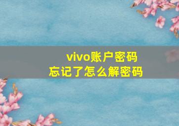 vivo账户密码忘记了怎么解密码