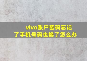 vivo账户密码忘记了手机号码也换了怎么办