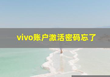 vivo账户激活密码忘了