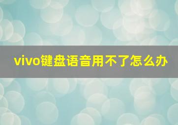 vivo键盘语音用不了怎么办