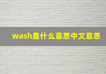 wash是什么意思中文意思