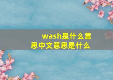 wash是什么意思中文意思是什么