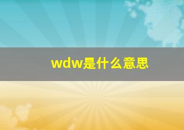 wdw是什么意思