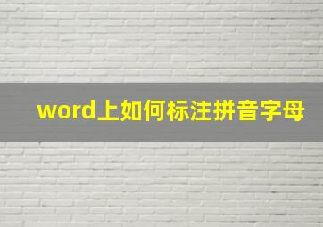 word上如何标注拼音字母