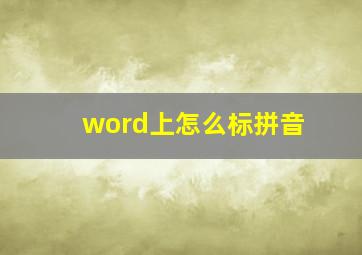 word上怎么标拼音