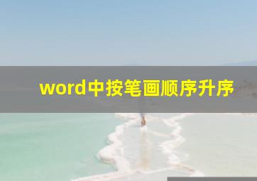 word中按笔画顺序升序