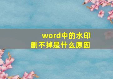 word中的水印删不掉是什么原因