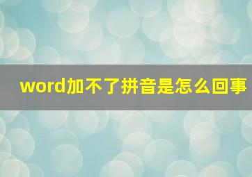 word加不了拼音是怎么回事