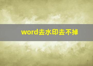 word去水印去不掉