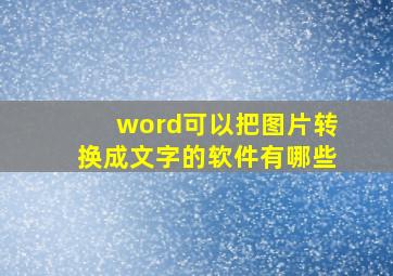 word可以把图片转换成文字的软件有哪些