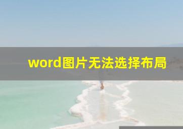 word图片无法选择布局