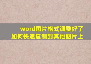 word图片格式调整好了如何快速复制到其他图片上