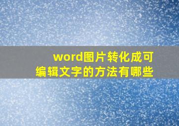 word图片转化成可编辑文字的方法有哪些