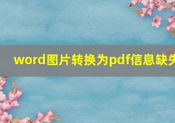 word图片转换为pdf信息缺失