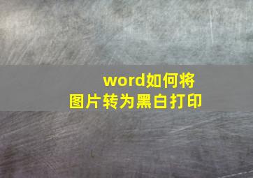 word如何将图片转为黑白打印