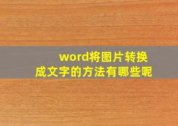 word将图片转换成文字的方法有哪些呢