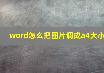 word怎么把图片调成a4大小