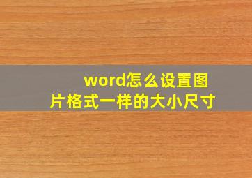 word怎么设置图片格式一样的大小尺寸