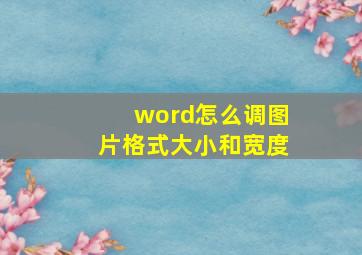 word怎么调图片格式大小和宽度