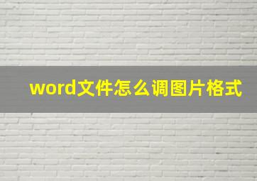 word文件怎么调图片格式