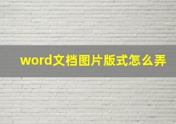 word文档图片版式怎么弄