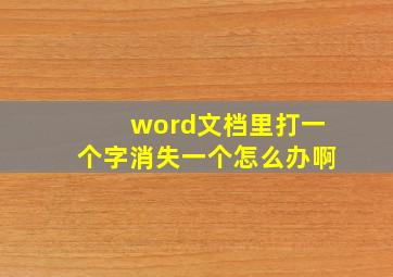 word文档里打一个字消失一个怎么办啊