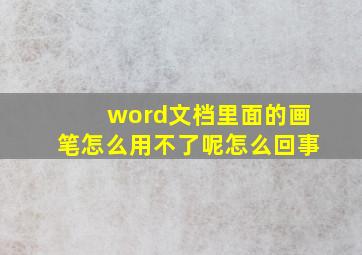 word文档里面的画笔怎么用不了呢怎么回事