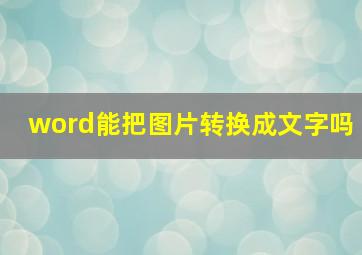 word能把图片转换成文字吗